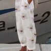 Women's Linen Pants Capri shorts Cotton And Linen White Pink Red Mid Waist Streetwear Casual Comfort Vacation Casual Daily Weekend Pocket Print Micro-elastic Long Comfort Floral S M L XL 2XL