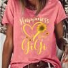 Women's T shirt Tee Black Pink Blue Leopard Heart Print Short Sleeve Holiday Weekend Basic Round Neck Regular Floral Painting S