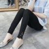 Women's Leggings Capri shorts Black White Grey Fashion Casual Daily Lace Comfort Solid Colored L XL 2XL 3XL 4XL
