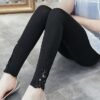 Women's Leggings Black White Grey Fashion Casual Daily Lace Ankle-Length Tummy Control Solid Colored L XL 2XL 3XL 4XL