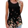 Women's Tank Top Black White Pink Floral Print Sleeveless Casual Holiday Basic Round Neck Regular Floral S