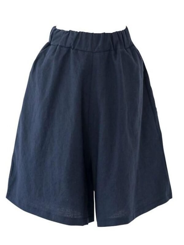 Women's Wide Leg Shorts Burmuda Shorts Linen Black Red Navy Blue Fashion Casual Daily Side Pockets Wide Leg Knee Length Comfort Solid Color M L XL 2XL 3XL