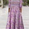 Women's Casual Dress A Line Dress Floral Dress Floral Pocket Print Crew Neck Midi Dress Fashion Streetwear Outdoor Daily 3/4 Length Sleeve Regular Fit Yellow Pink Blue Summer Spring S M L XL XXL