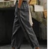 Women's Pants Trousers Faux Linen Dark Grey Camel White Fashion Casual Daily Side Pockets Ankle-Length Comfort Plain S M L XL 2XL