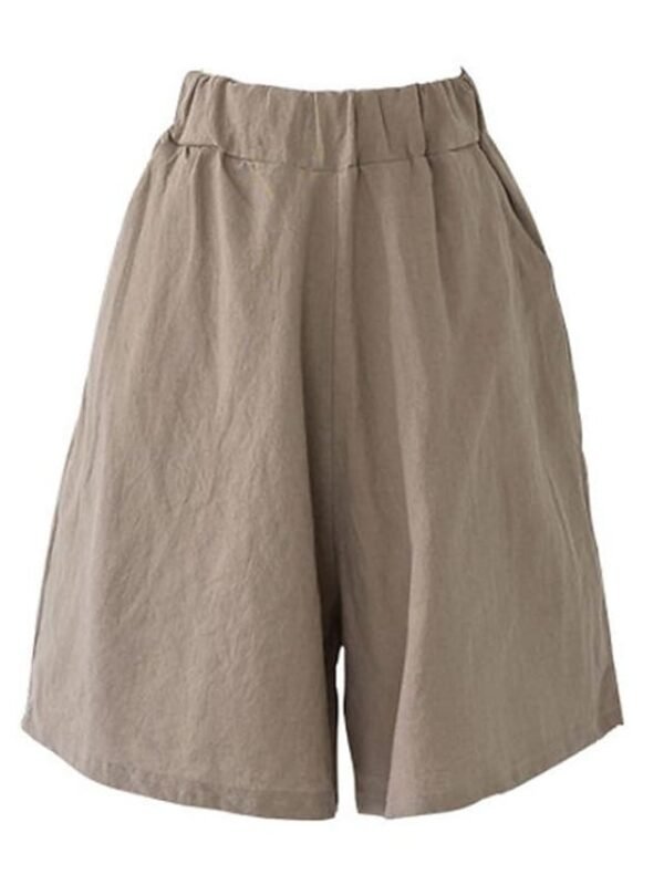 Women's Wide Leg Shorts Burmuda Shorts Linen Black Red Navy Blue Fashion Casual Daily Side Pockets Wide Leg Knee Length Comfort Solid Color M L XL 2XL 3XL