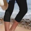 Women's Capri shorts Black White Fashion Casual Daily Lace Calf-Length Tummy Control Plain S M L XL 2XL