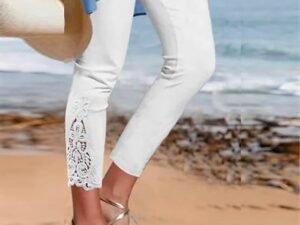Women's Leggings Capri shorts Black White Grey Fashion Casual Daily Lace Comfort Solid Colored L XL 2XL 3XL 4XL