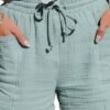 Women's Wide Leg Shorts Cotton Blend Green Blue Purple Mid Waist Basic Casual / Sporty Casual Weekend Pocket Short Comfort Plain S M L XL XXL / Loose Fit
