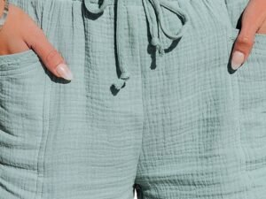 Women's Wide Leg Shorts Cotton Blend Green Blue Purple Mid Waist Basic Casual / Sporty Casual Weekend Pocket Short Comfort Plain S M L XL XXL / Loose Fit